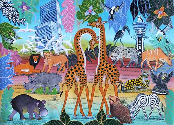 値下げ11月18日-アフリカ伝統絵画ティンガティンガ「Cheetah」